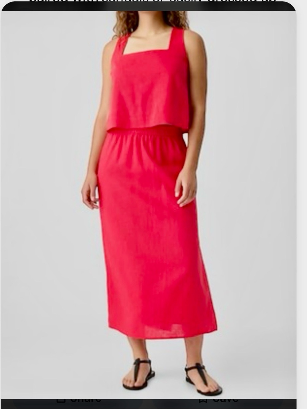 GAP Coral Red Square-Neck Midi Skirt Set